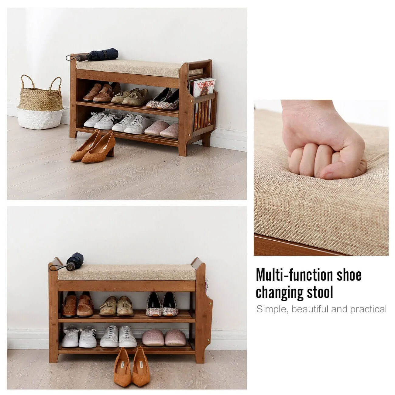 2 Tiers Bamboo Shoe Rack HW105
