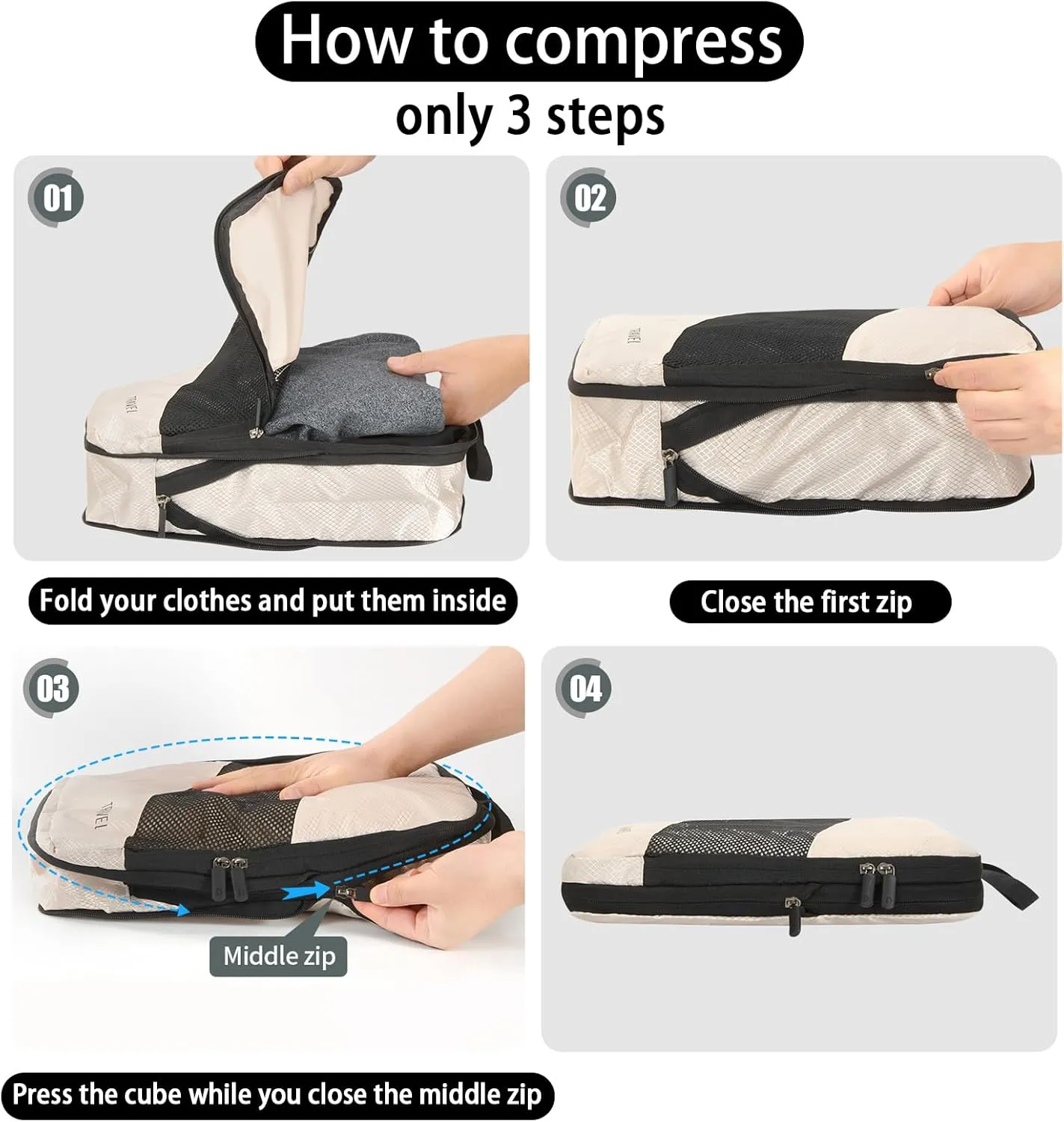 6 Set Compression Packing Cubes For Travel- Effortless Organization&Space Saving Cube For Quick Packing And Unpacking,Travel Must Have Suitcase Essentials For Business Trip,Cruise,Camping,Vacation
