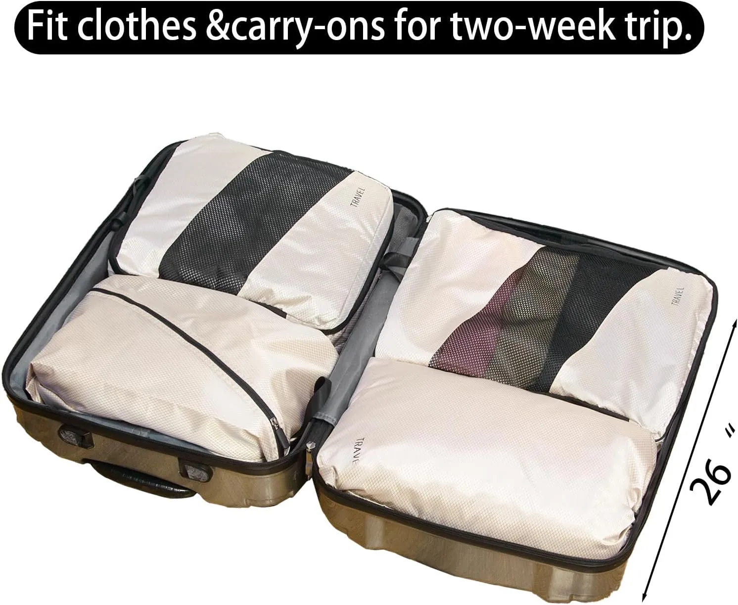 6 Set Compression Packing Cubes For Travel- Effortless Organization&Space Saving Cube For Quick Packing And Unpacking,Travel Must Have Suitcase Essentials For Business Trip,Cruise,Camping,Vacation