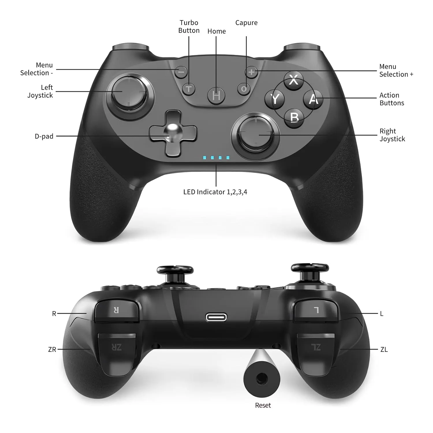 AceGamer 2 pack Wireless Controller for Nintendo Switch/Lite/OLED, Dual Vibration/Turbo/Ergonomic ! (Black*2)