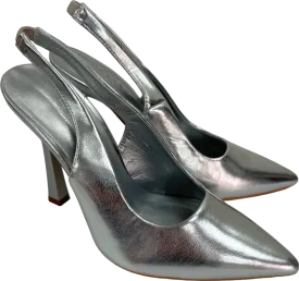 Boohoo Silver High Heel Slingback Shoes EU 38 UK 5