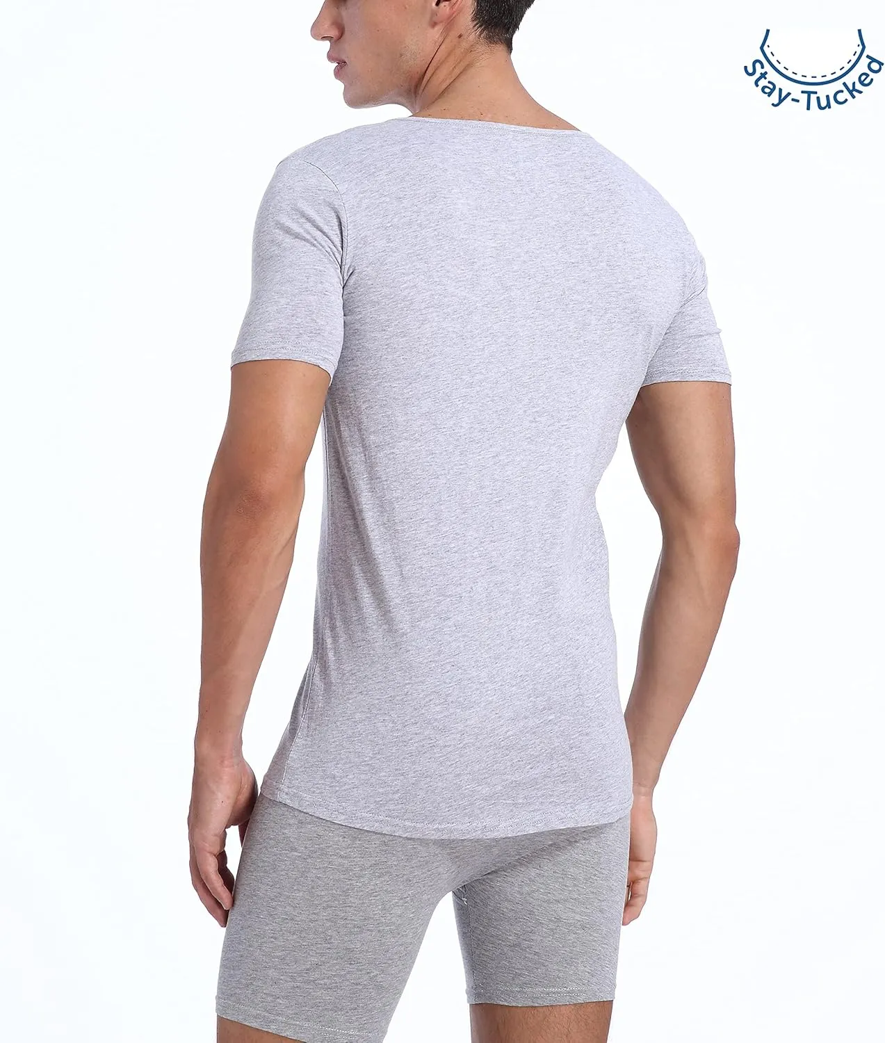 Comfneat Men's 3-Pack Undershirts Stretchy Cotton Spandex T-Shirts V-Neck Shirts for Men