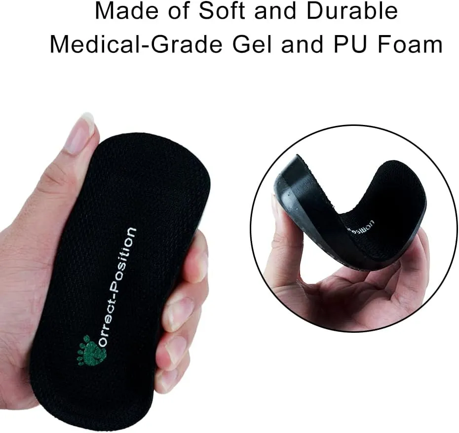 Correct-Position Height Increase Insoles, Heel Cushion Inserts, Heel Lift Inserts for Leg Length Discrepancies (Black, 1.8" Height)
