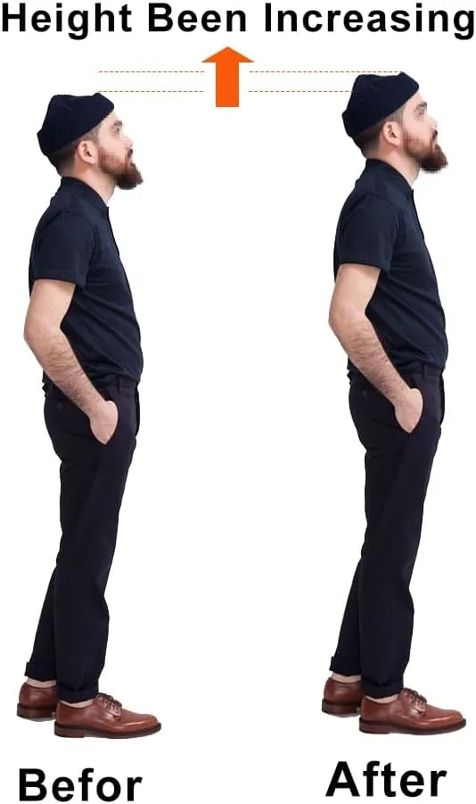 Correct-Position Height Increase Insoles, Heel Cushion Inserts, Heel Lift Inserts for Leg Length Discrepancies (Black, 1.8" Height)