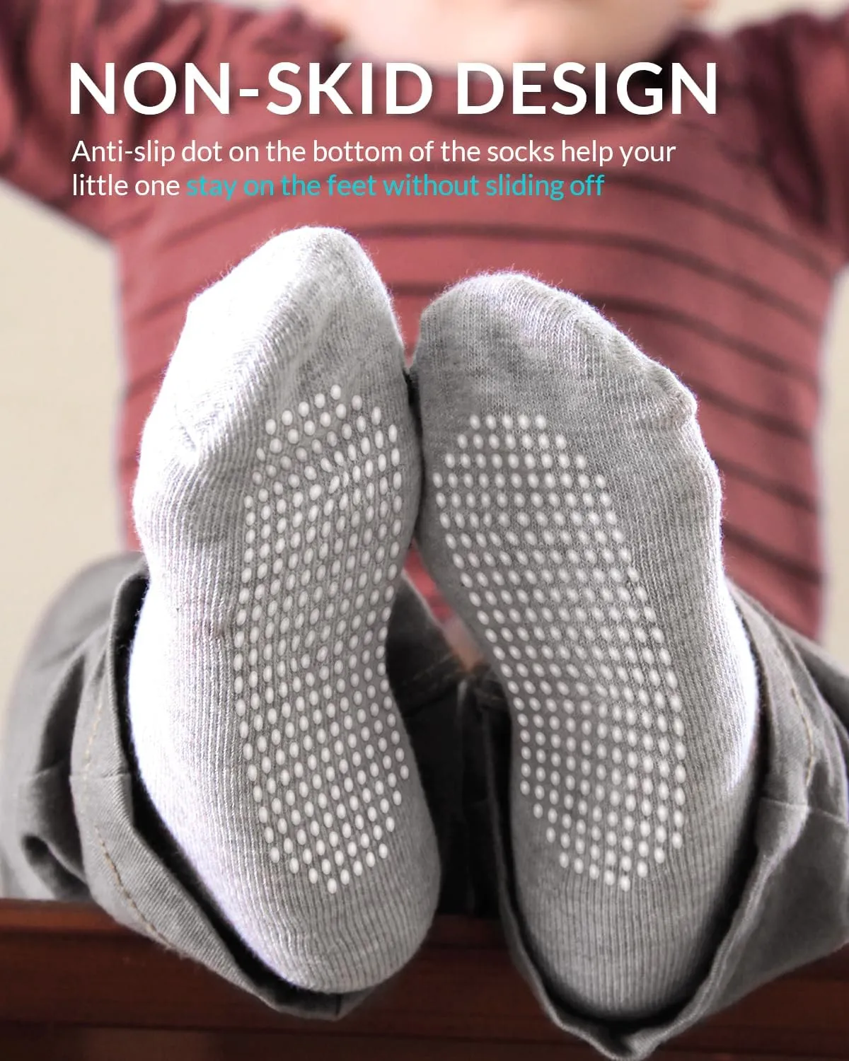 Infinno Baby Non Slip Ankle Socks 9 Pairs - Toddler Socks with Grips for Kids, Infants Boys and Girls 6-24 Months, 1T-7T