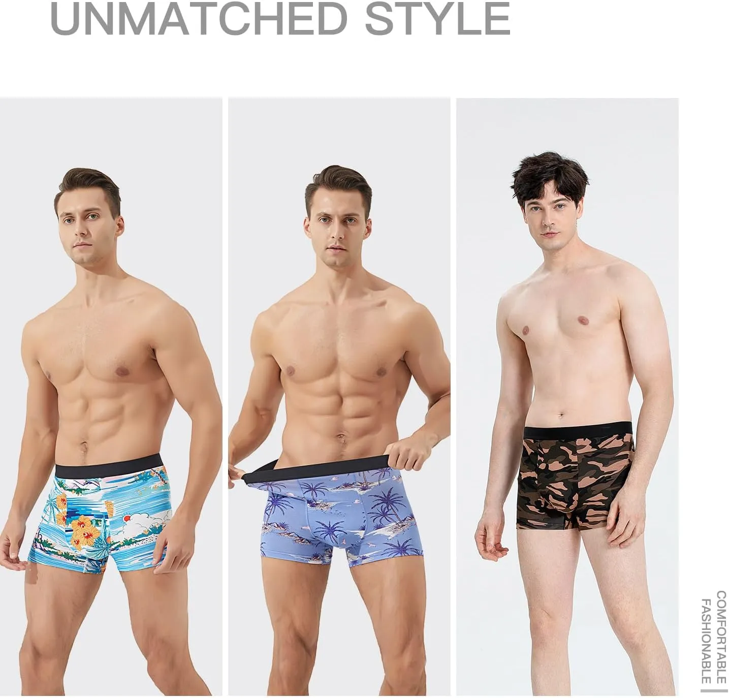 Men's Underwear Boxer Briefs Bamboo Viscose Trunks Soft Comfortable Multipack