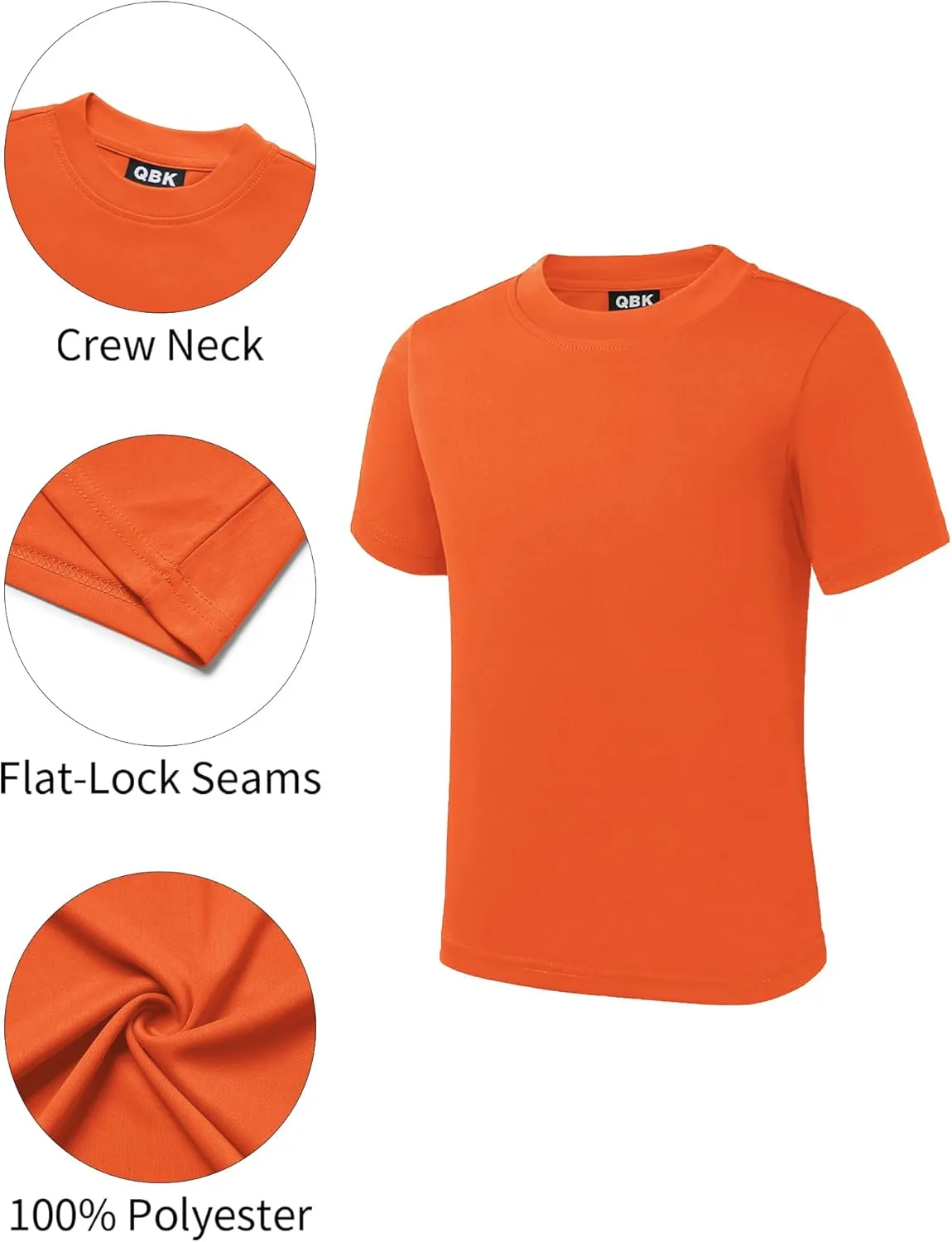 QBK 2T to Youth Neon Shirt Kids UPF 50  Dry Fit Athletic Short Sleeve T Shirts for Boys and Girls