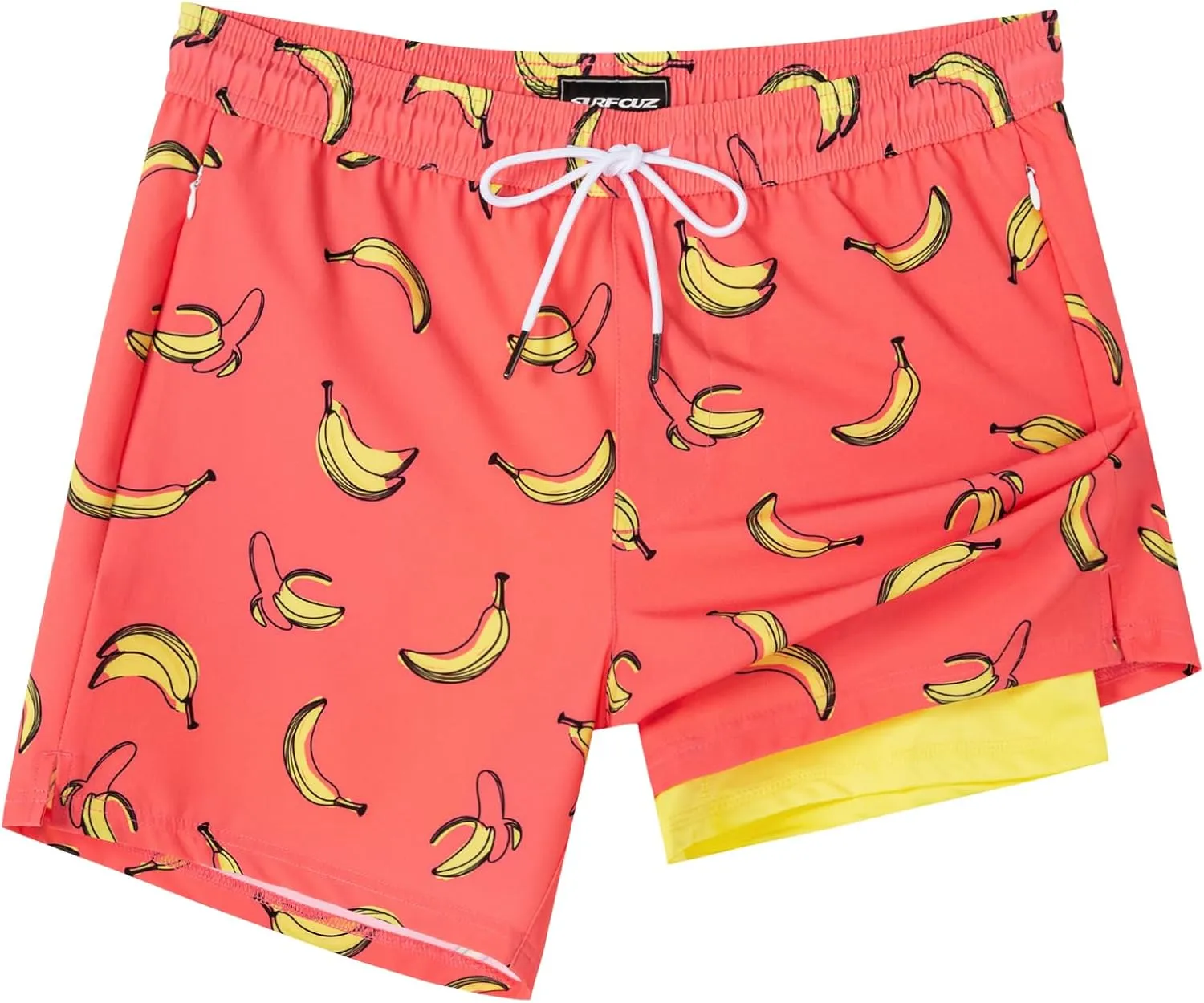 SURF CUZ Mens Swim Trunks with Compression Liner Swimming Trunks 5 Inch Bathing Suit Quick Dry Swim Shorts