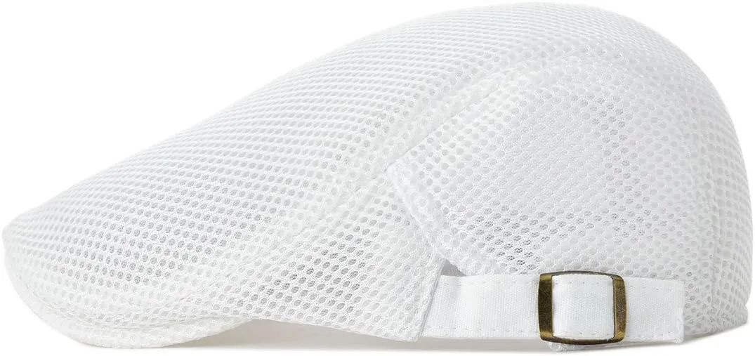 VOBOOM Men Breathable Mesh Summer Hat Adjustable Newsboy Beret Ivy Cabbie Flat Cap