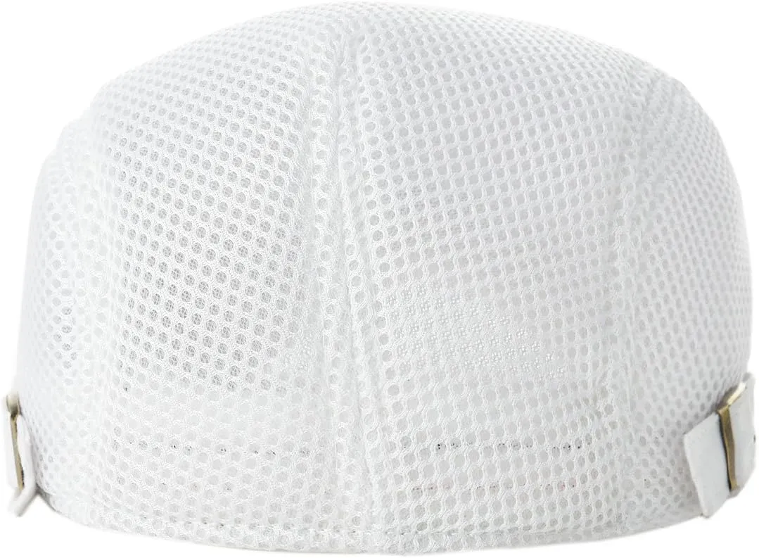 VOBOOM Men Breathable Mesh Summer Hat Adjustable Newsboy Beret Ivy Cabbie Flat Cap