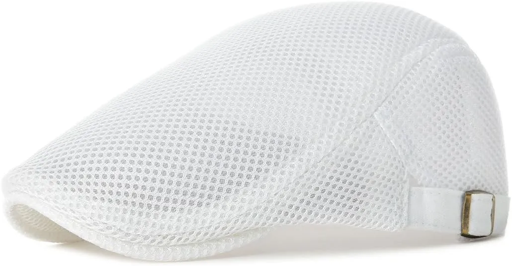 VOBOOM Men Breathable Mesh Summer Hat Adjustable Newsboy Beret Ivy Cabbie Flat Cap