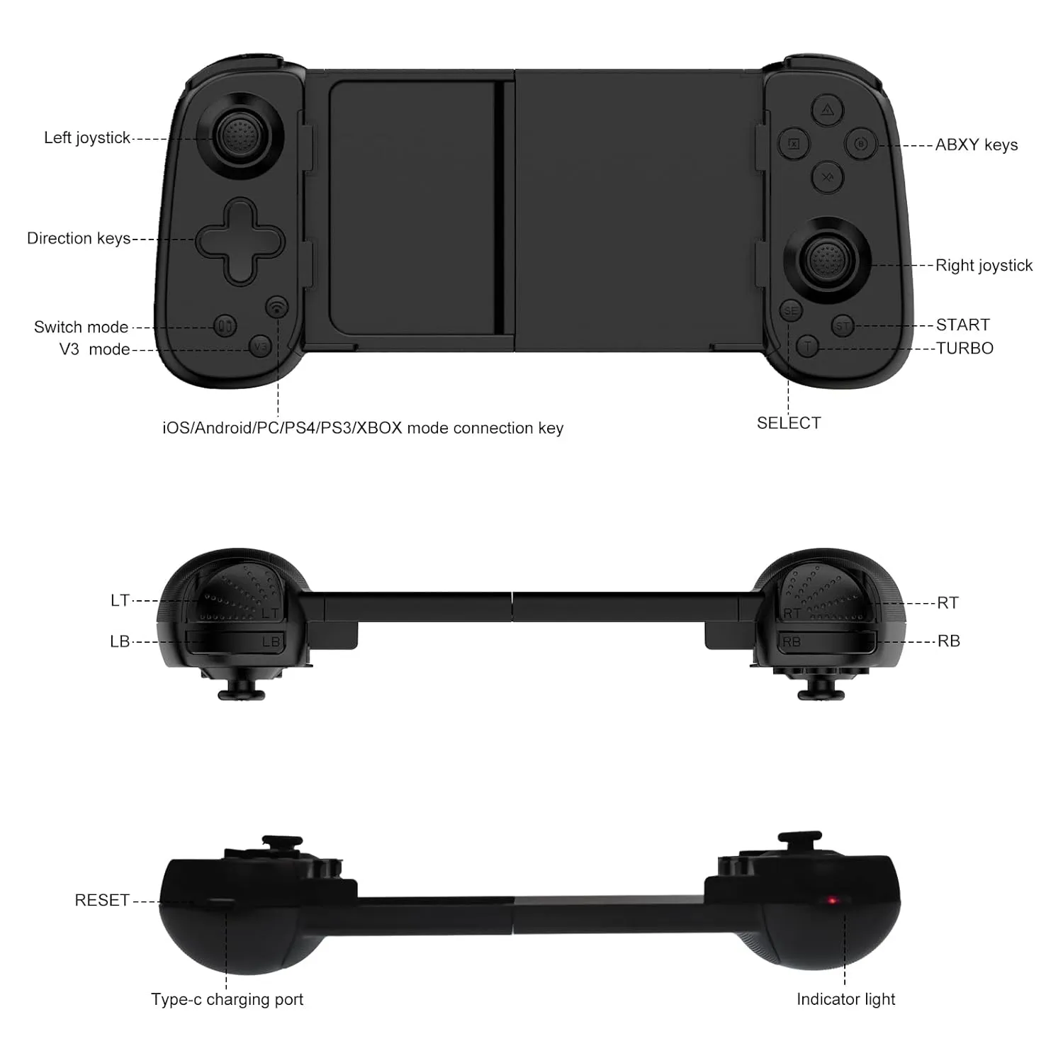 Wireless Controller for iPhone/Android/PC/iPad/Tablet/APPL Arcade MFi Games/Switch/PS4, Support Streaming on PS5/PS4/Xbox/PC Console, Cloud Gaming Gamepad Joystick - Turbo/6-Axis Gyro/Dual Motors