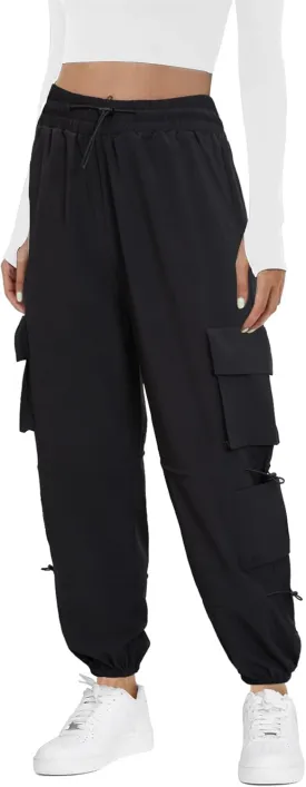 Women's Lightweight Cargo Pants Quick Dry Joggers with 6 Pockets Elastic Waist and Water-Resistant Hiking Pants